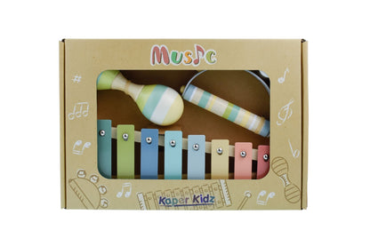 Wooden Music Set 3 Pc Xylophone Set Blue