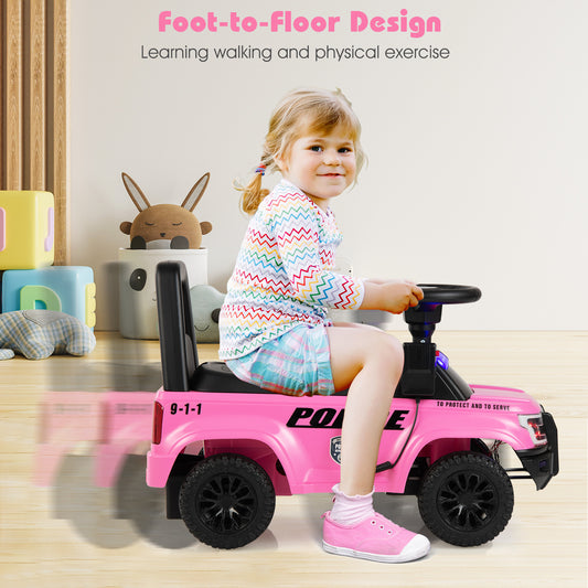 Pink Kids Ride On Police Car | Megaphone & Flashing Lights