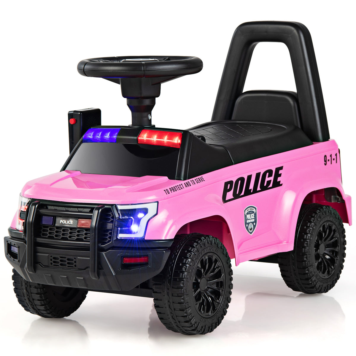 Pink Kids Ride On Police Car | Megaphone & Flashing Lights