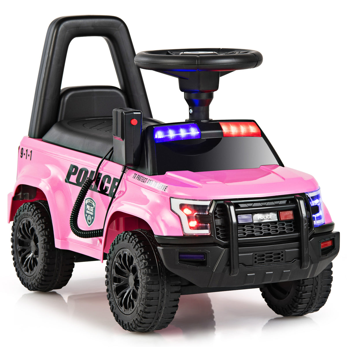Pink Kids Ride On Police Car | Megaphone & Flashing Lights