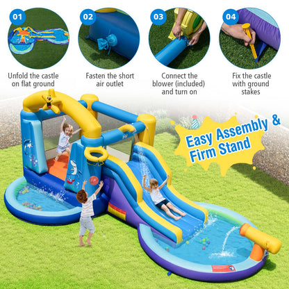 Blue Ocean Inflatable Castle | Bounce House with Slide & Pool
