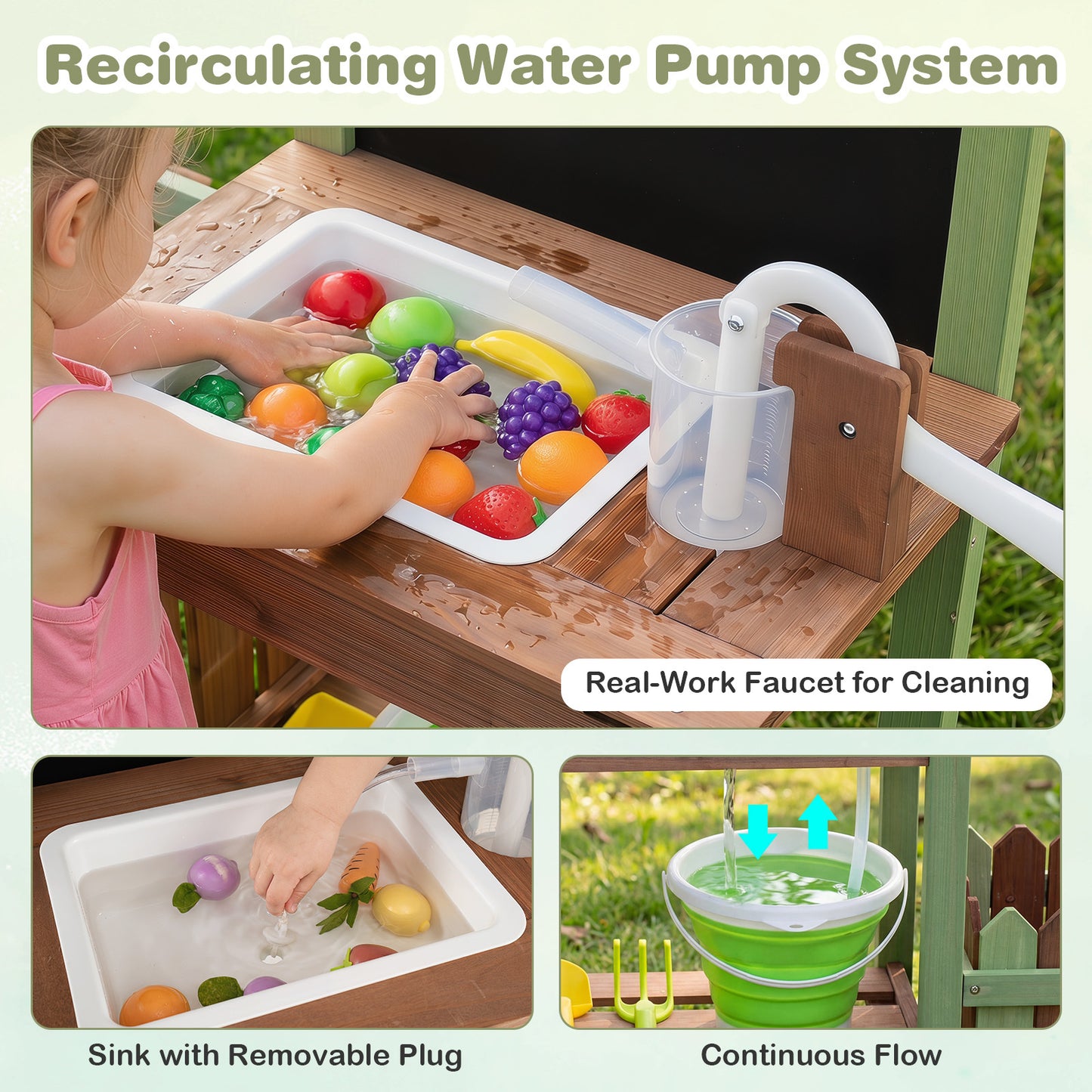 Kids Mud Farm Playset | Brown Green Wood with Planter & Gate