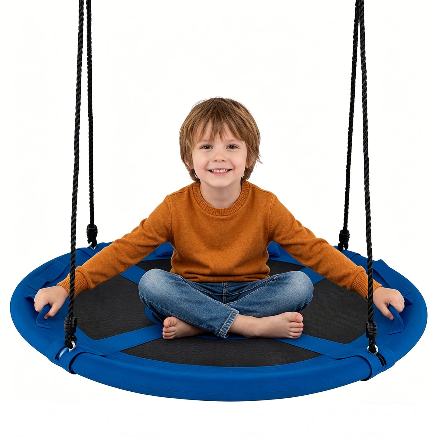 Blue Outdoor Saucer Flying Swing | Adjustable Straps for Kids 3+