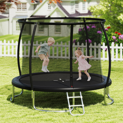 Costway Outdoor Heavy-Duty Recreational Trampoline with Safety Enclosure Net-Black