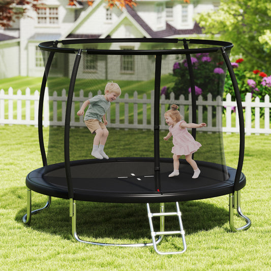 Costway Outdoor Heavy-Duty Recreational Trampoline with Safety Enclosure Net-Black