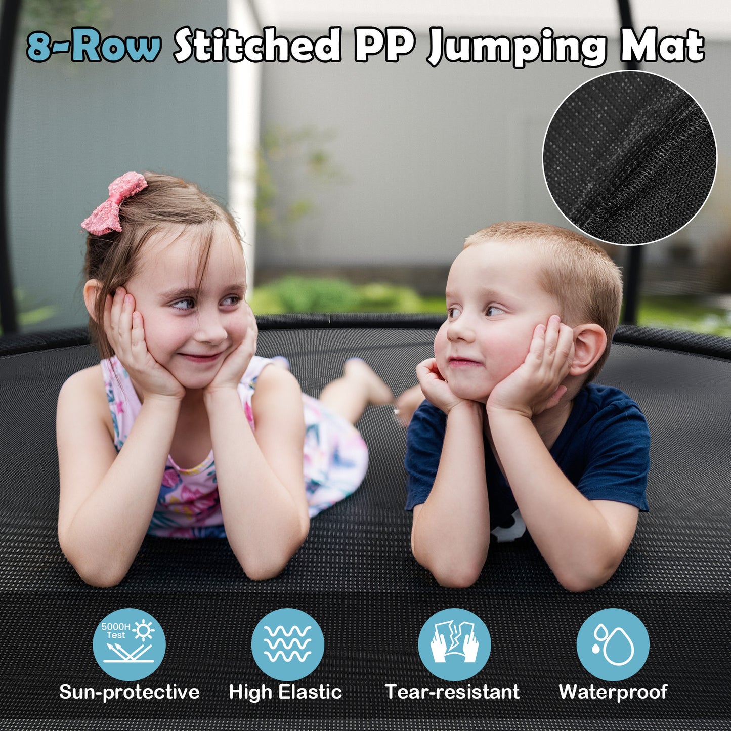 Black Heavy-Duty Outdoor Trampoline | High Bounce & Stability