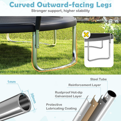 Black Heavy-Duty Outdoor Trampoline | High Bounce & Stability