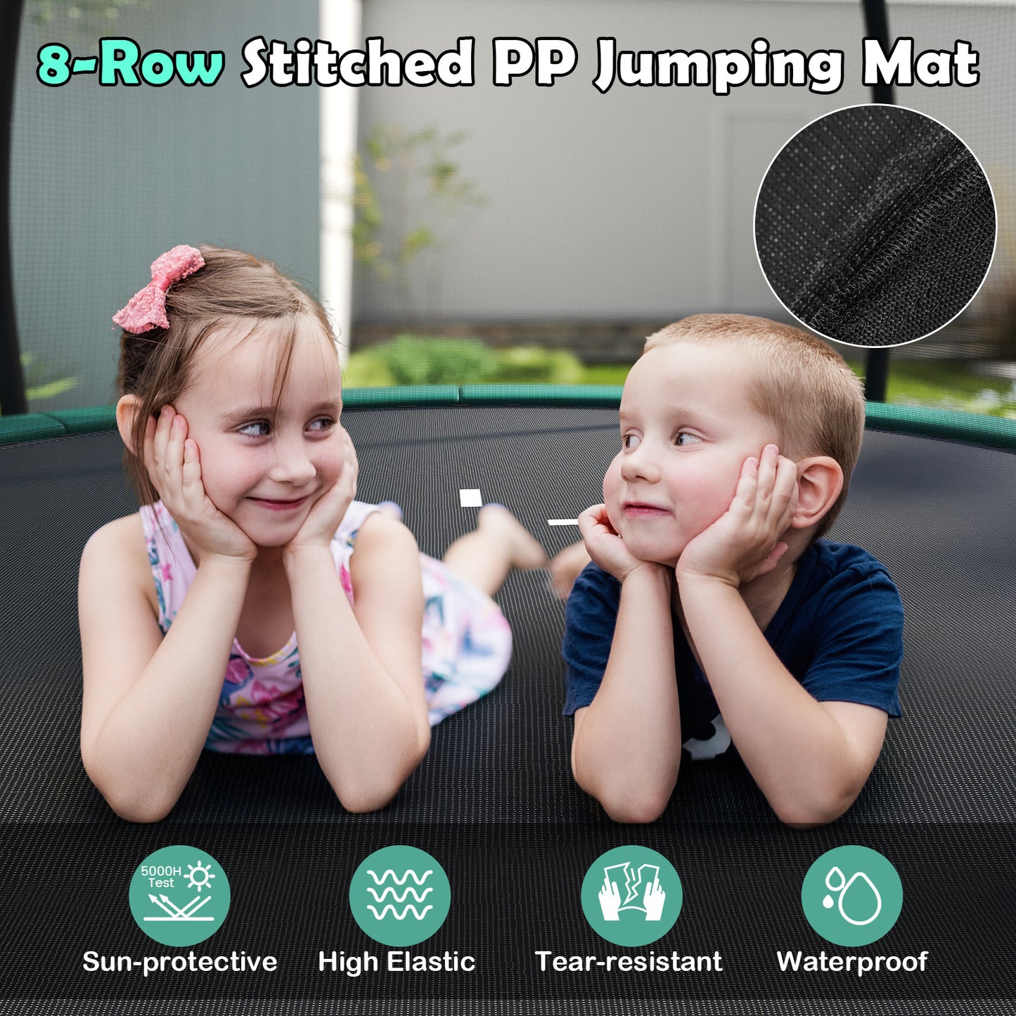 Green Outdoor Heavy Duty Trampoline With Enclosure Net