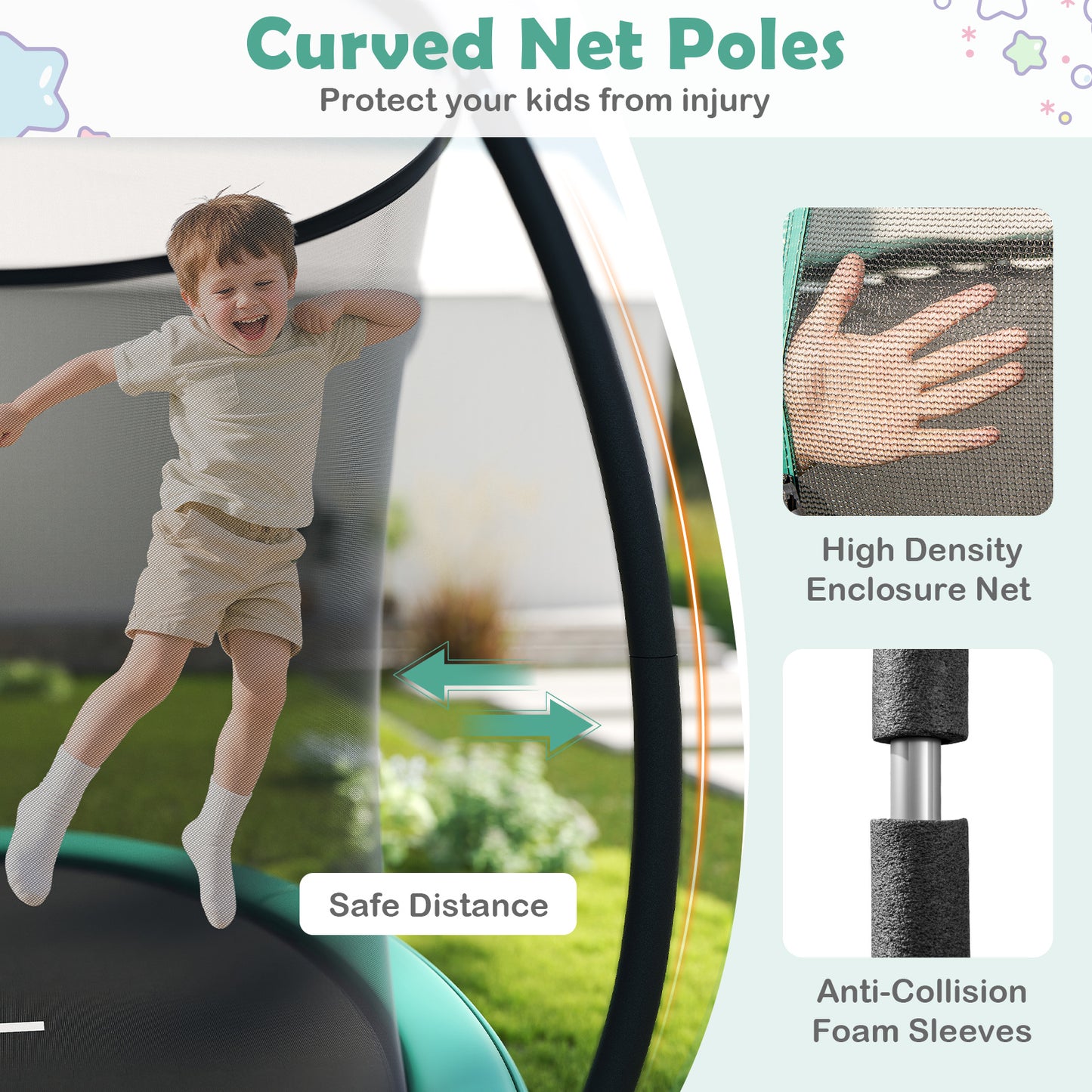 Green Outdoor Heavy Duty Trampoline With Enclosure Net