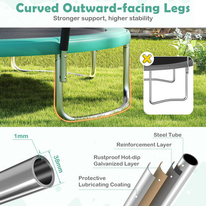 Green Outdoor Heavy Duty Trampoline With Enclosure Net