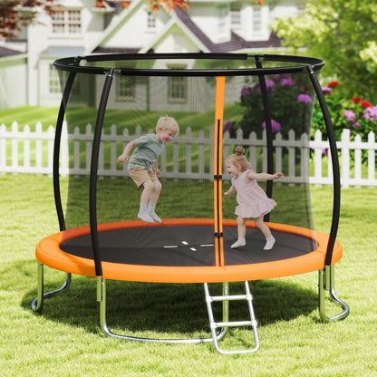 Costway Outdoor Heavy-Duty Recreational Trampoline with Safety Enclosure Net-Orange