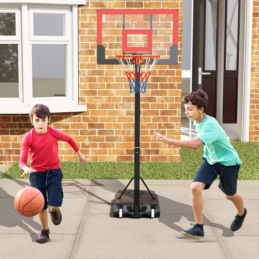 Costway 100-212cm Kids Basketball Hoop Portable with Shatterproof PC Backboard-Red