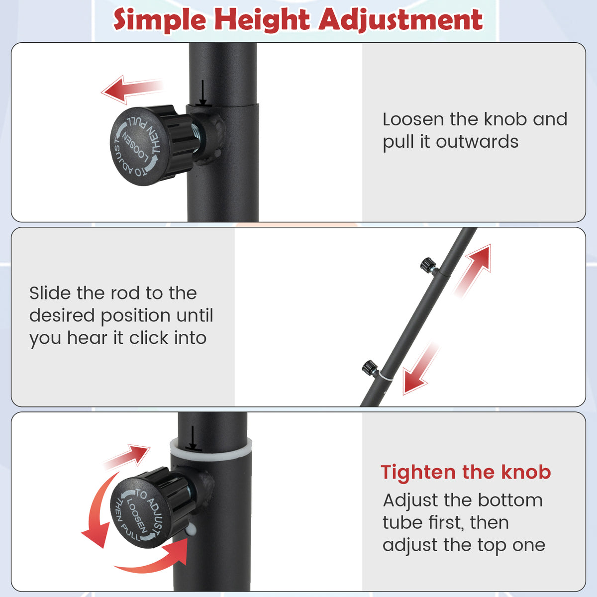 Red Kids Basketball Hoop | 100-212cm Adjustable Shatterproof PC