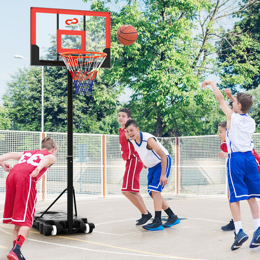 Red Kids Basketball Hoop | 100-212cm Adjustable Shatterproof PC