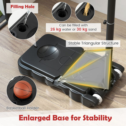 Red Kids Basketball Hoop | 100-212cm Adjustable Shatterproof PC