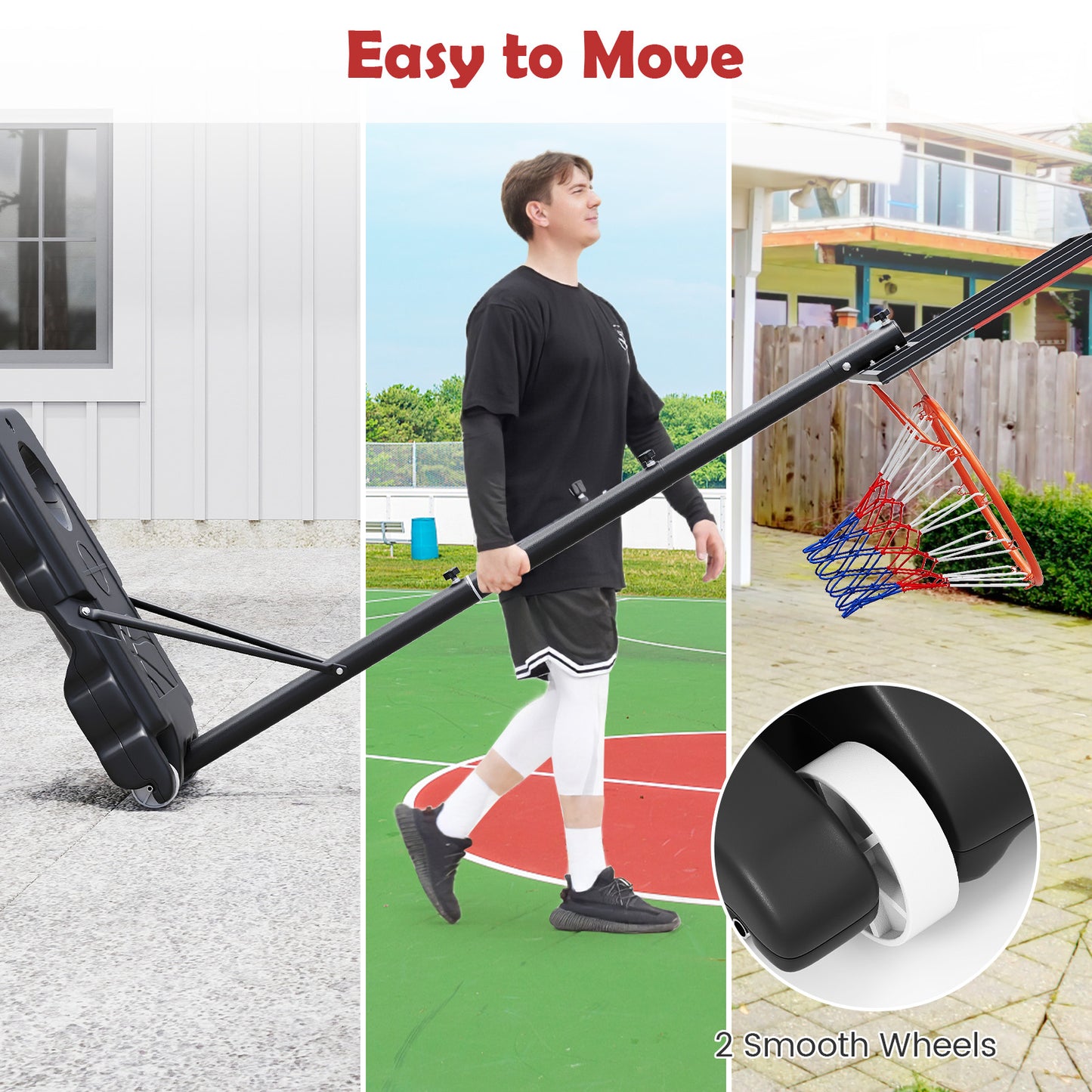Red Kids Basketball Hoop | 100-212cm Adjustable Shatterproof PC