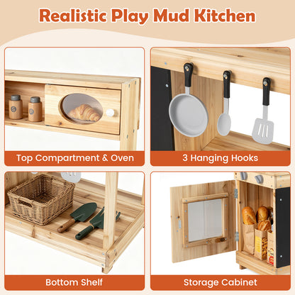 Natural Outdoor Mud Kitchen For Kids | Sink Stove & Chalkboard