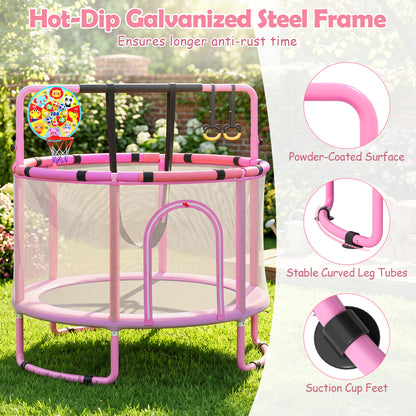 6 In 1 Purple Toddler Trampoline | Swing Basketball Hoop & More