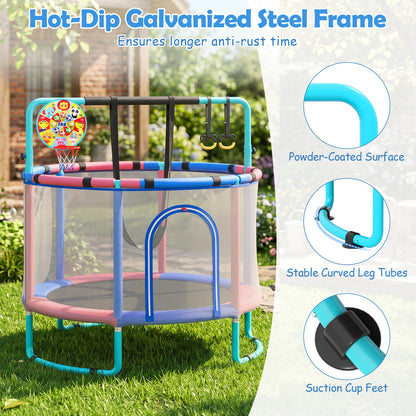 6 In 1 Navy Toddler Trampoline | Swing Basketball Hoop & More