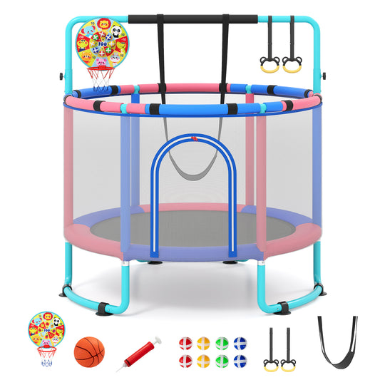 6 In 1 Navy Toddler Trampoline | Swing Basketball Hoop & More