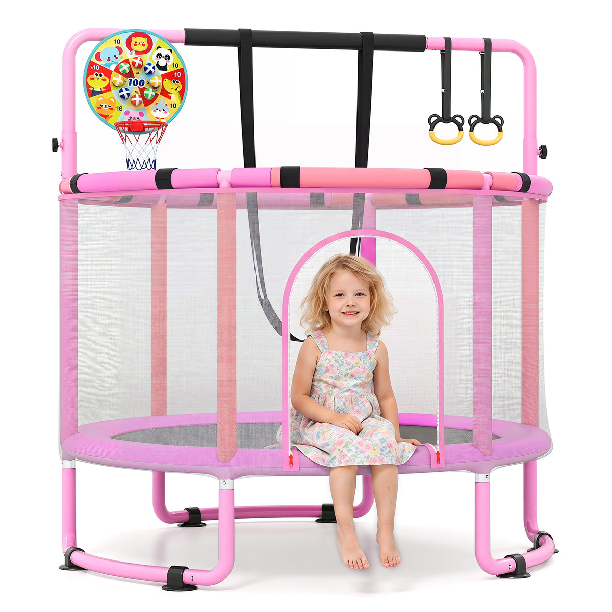 6 In 1 Purple Toddler Trampoline | Swing Basketball Hoop & More