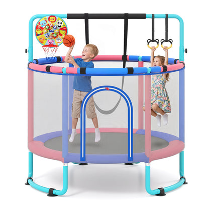 6 In 1 Navy Toddler Trampoline | Swing Basketball Hoop & More