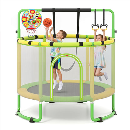 6 In 1 Green Toddler Trampoline | Swing Basketball Hoop & More