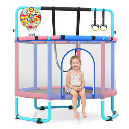 6 In 1 Navy Toddler Trampoline | Swing Basketball Hoop & More