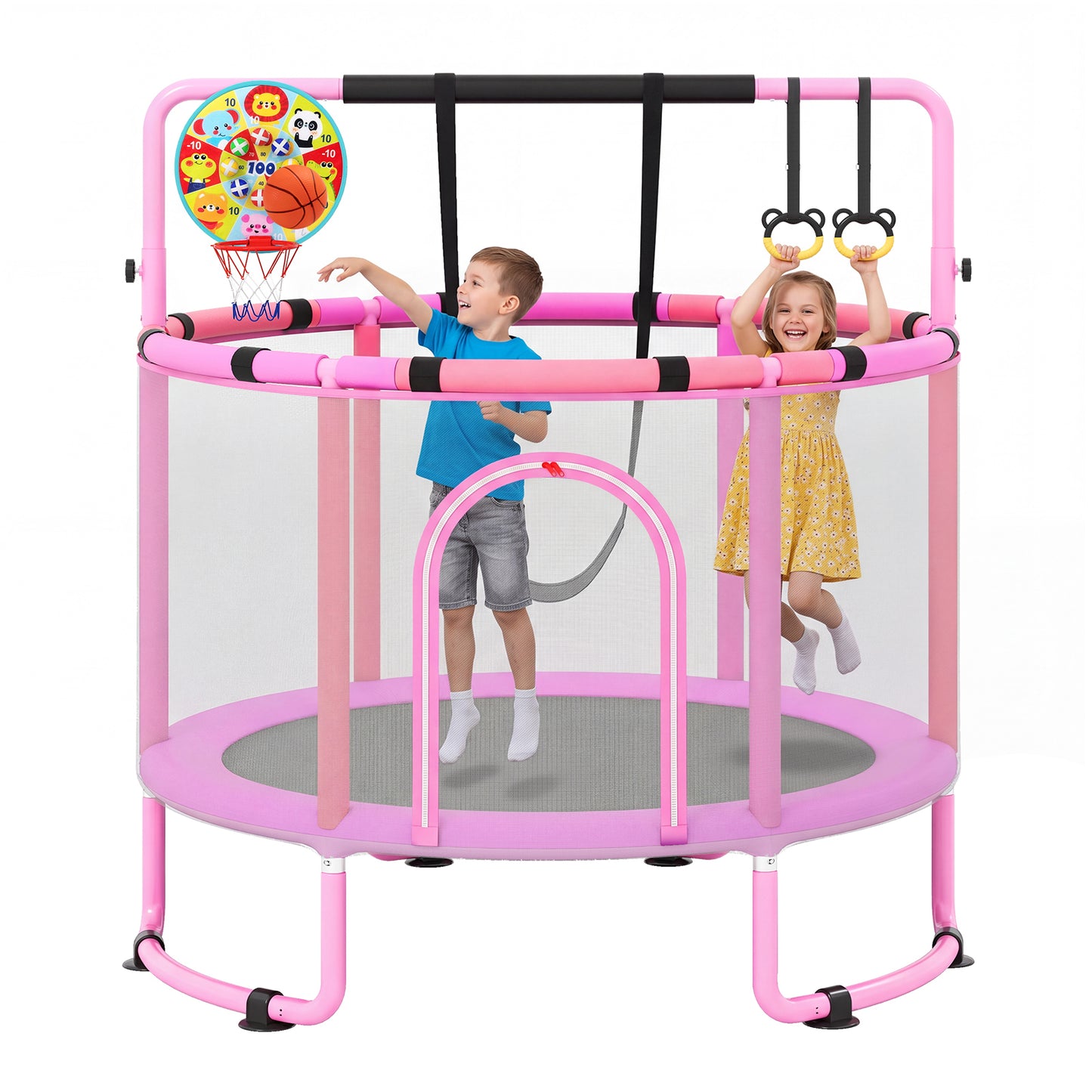 6 In 1 Purple Toddler Trampoline | Swing Basketball Hoop & More