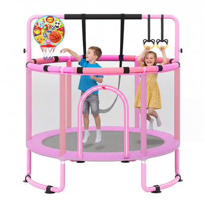 6 In 1 Purple Toddler Trampoline | Swing Basketball Hoop & More