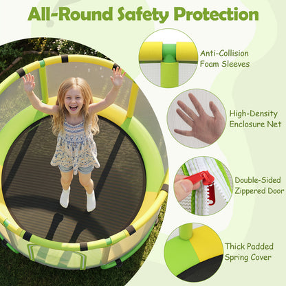 6 In 1 Green Toddler Trampoline | Swing Basketball Hoop & More