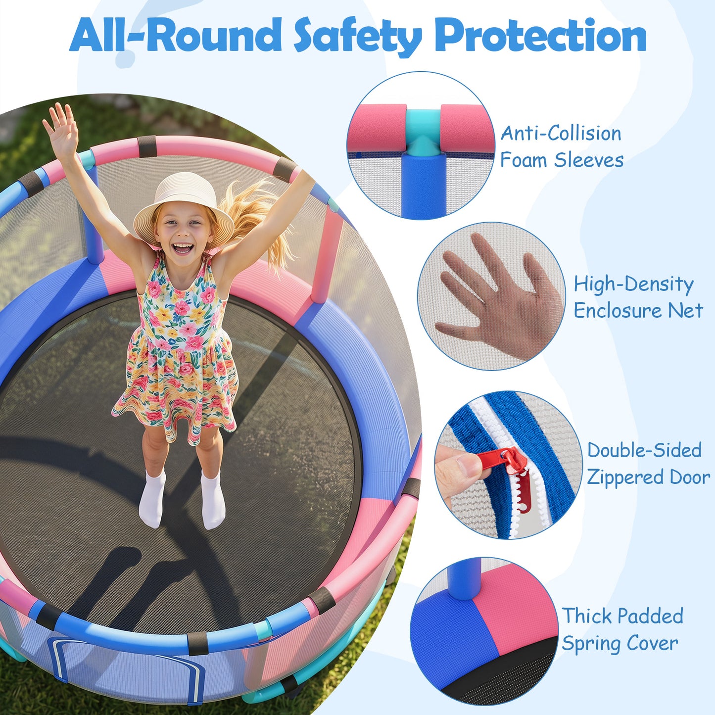 6 In 1 Navy Toddler Trampoline | Swing Basketball Hoop & More