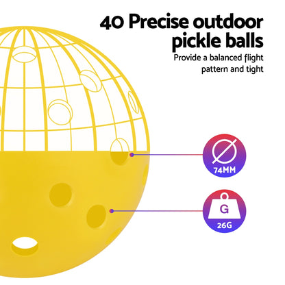 Everfit 12PC Pickleballs Set 40-Hole Design Indoor Outdoor Durable PE Balls Green/Yellow