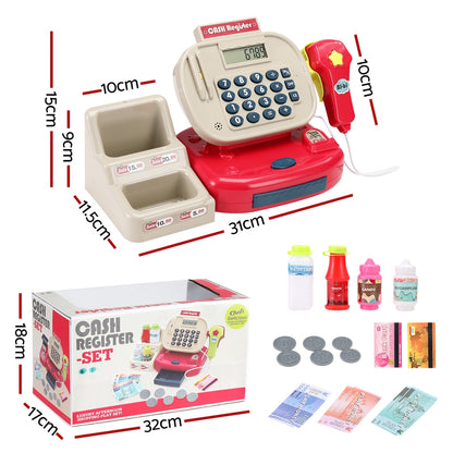 Colorful Keezi Kids Cash Register Toy Set fosters imaginative play with calculator and scanner.