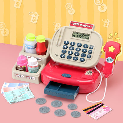Keezi Kids Cash Register Toy Set for imaginative play with calculator and scanner.