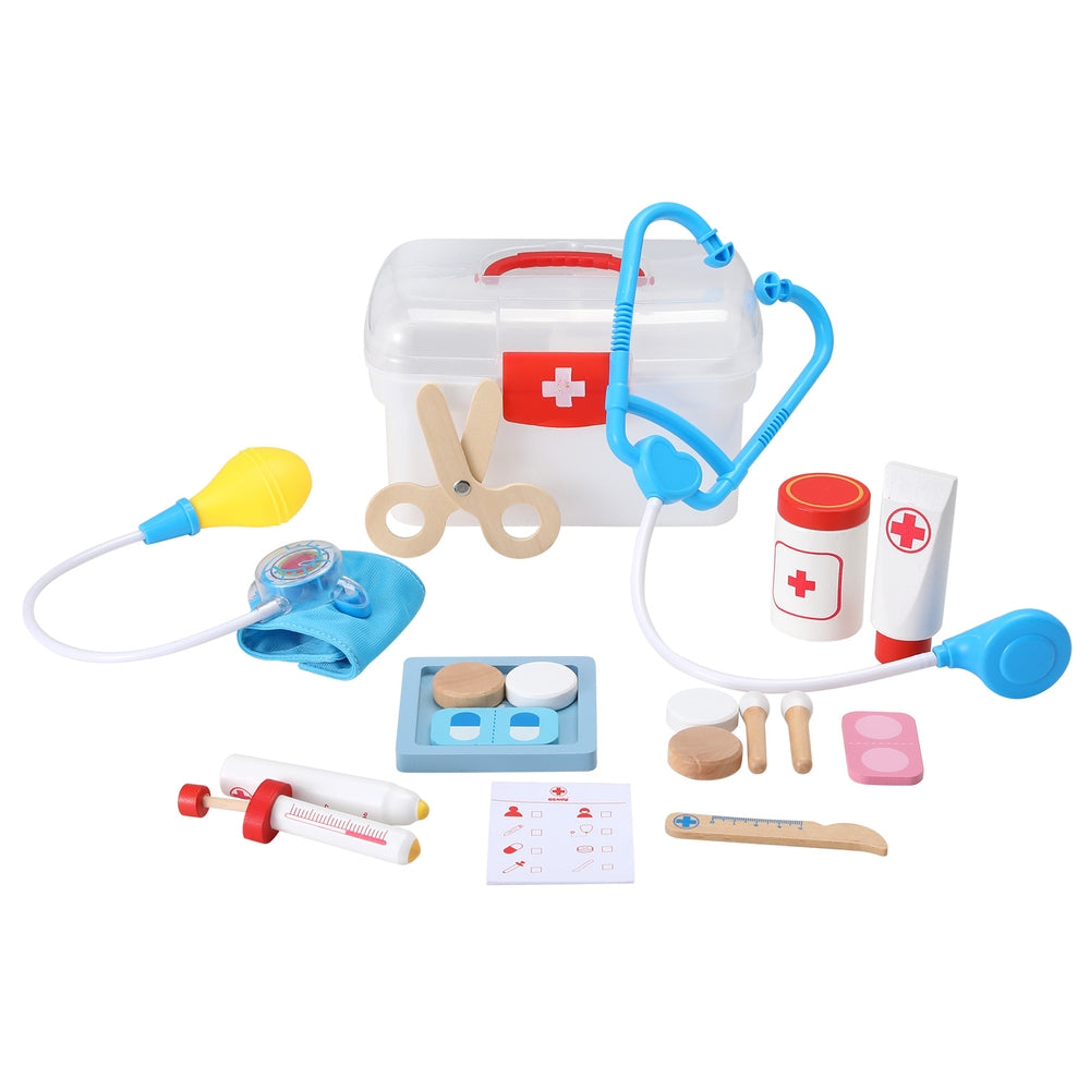 Keezi Kids Doctor Playset - 16pc medical toy kit for imaginative pretend play at home.