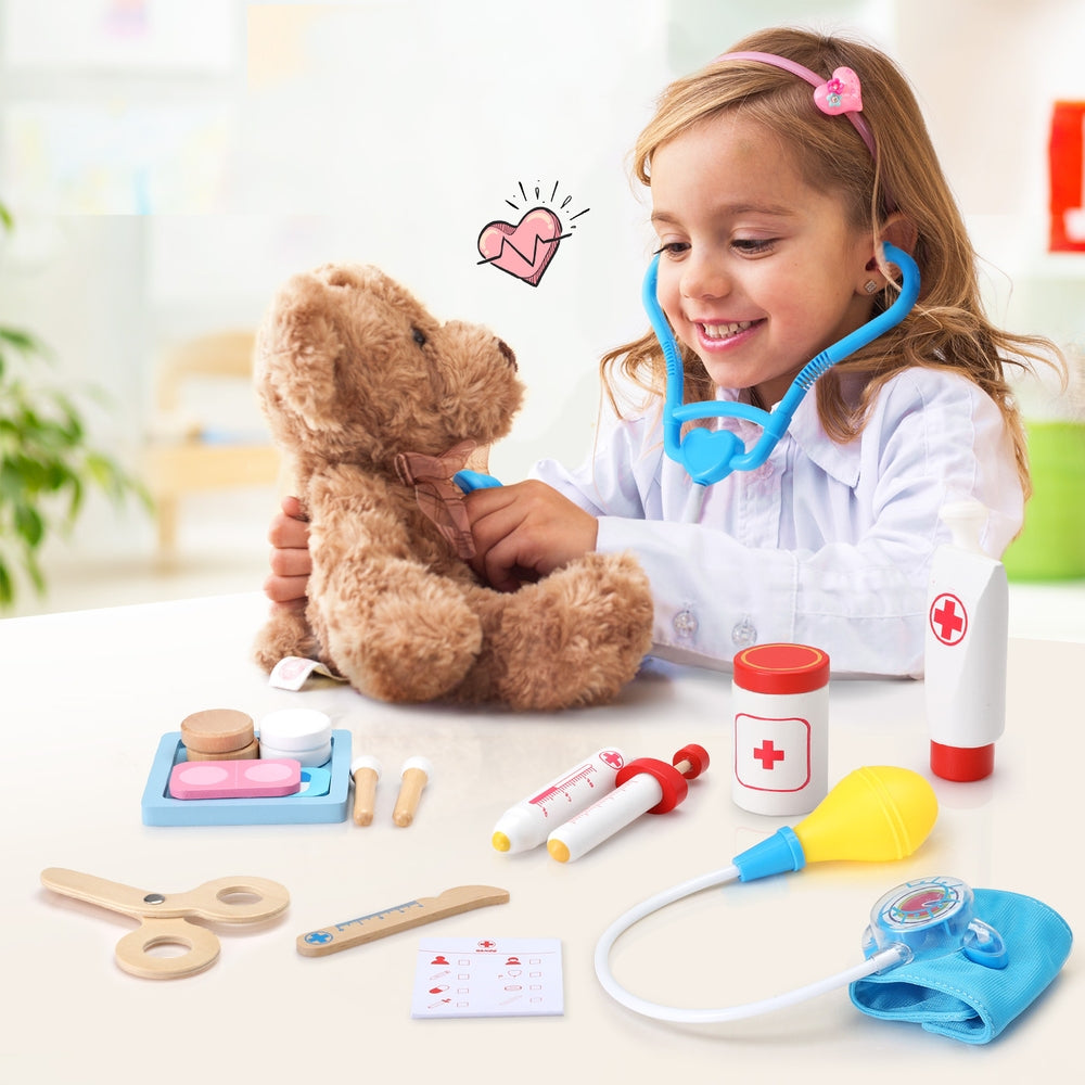 Keezi Kids Doctor Playset | 16pc medical toy kit for imaginative pretend play at home.