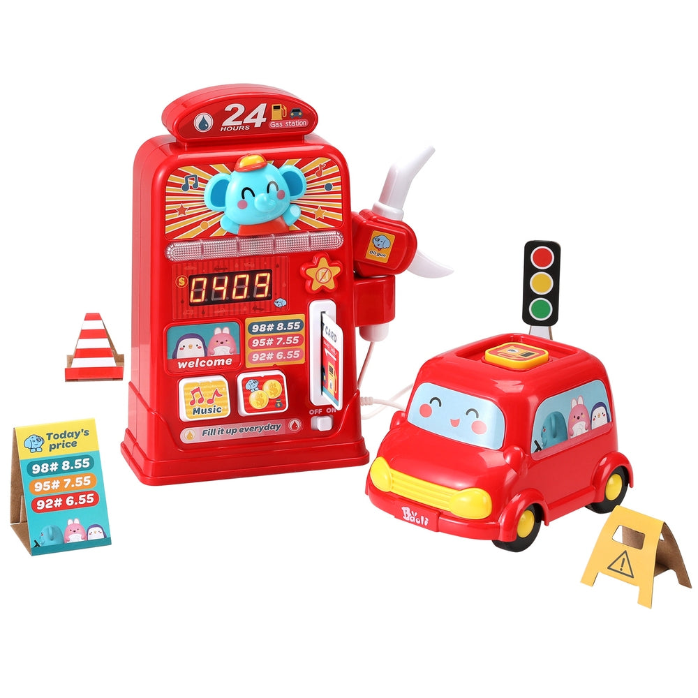 Keezi Kids Play Gas Station and Toy Car with Sound - Imaginative playset for home fun.