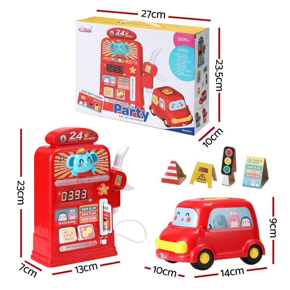 Keezi Kids Play Gas Station with Sound and Toy Car Playset for imaginative home play.