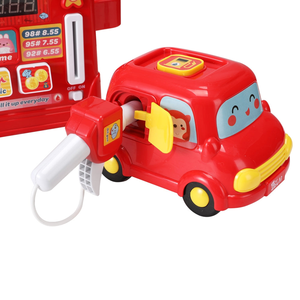 Keezi Kids Play Gas Station with Sound and Toy Car Playset for imaginative home play.