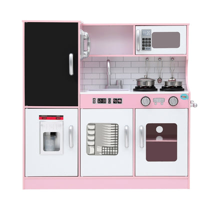 Keezi Kids Wooden Play Kitchen Set - Pink with Accessories - 80CM, imaginative cooking fun.