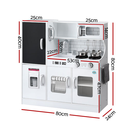 Keezi Kids Wooden Pretend Kitchen Play Set White