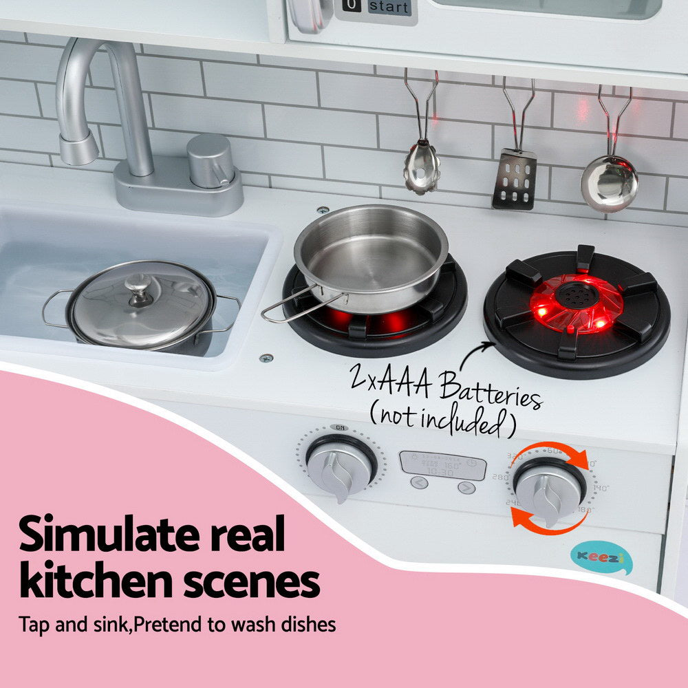 Keezi Kids Wooden Pretend Kitchen Play Set White