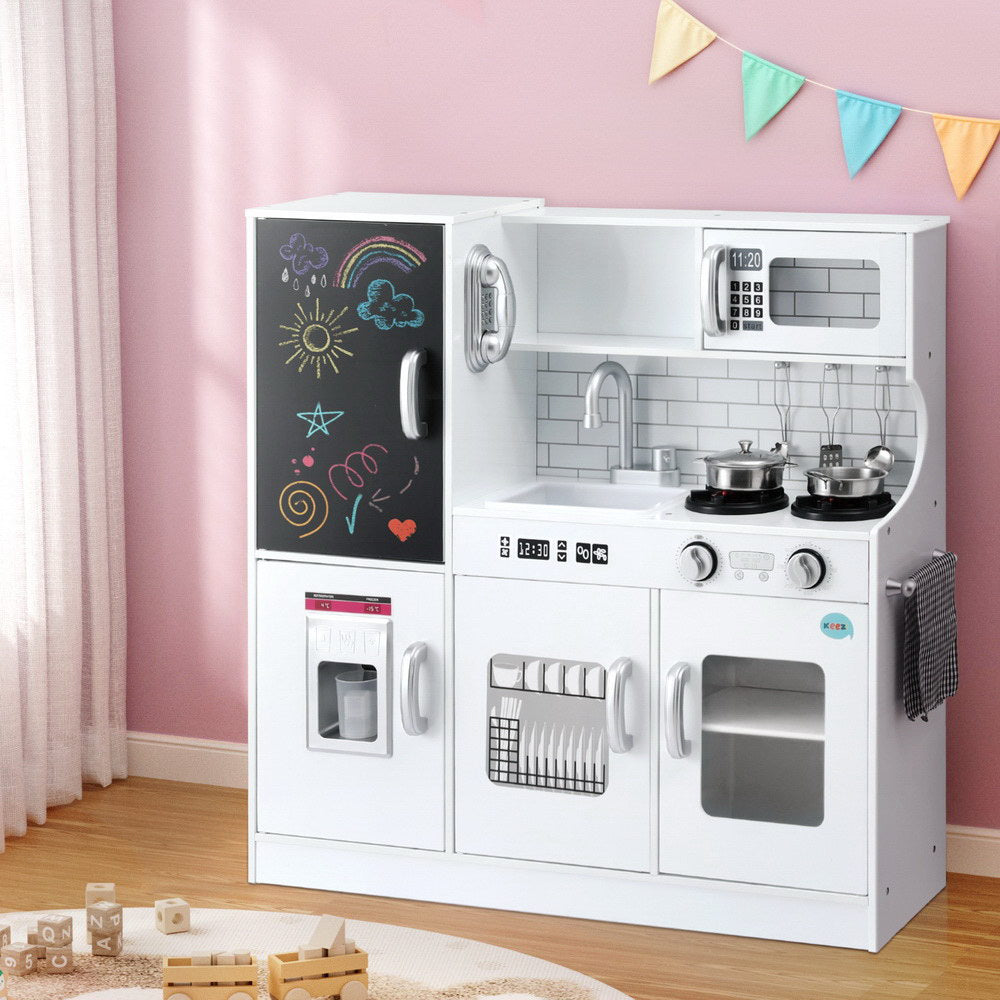 Keezi Kids Wooden Pretend Kitchen Play Set White