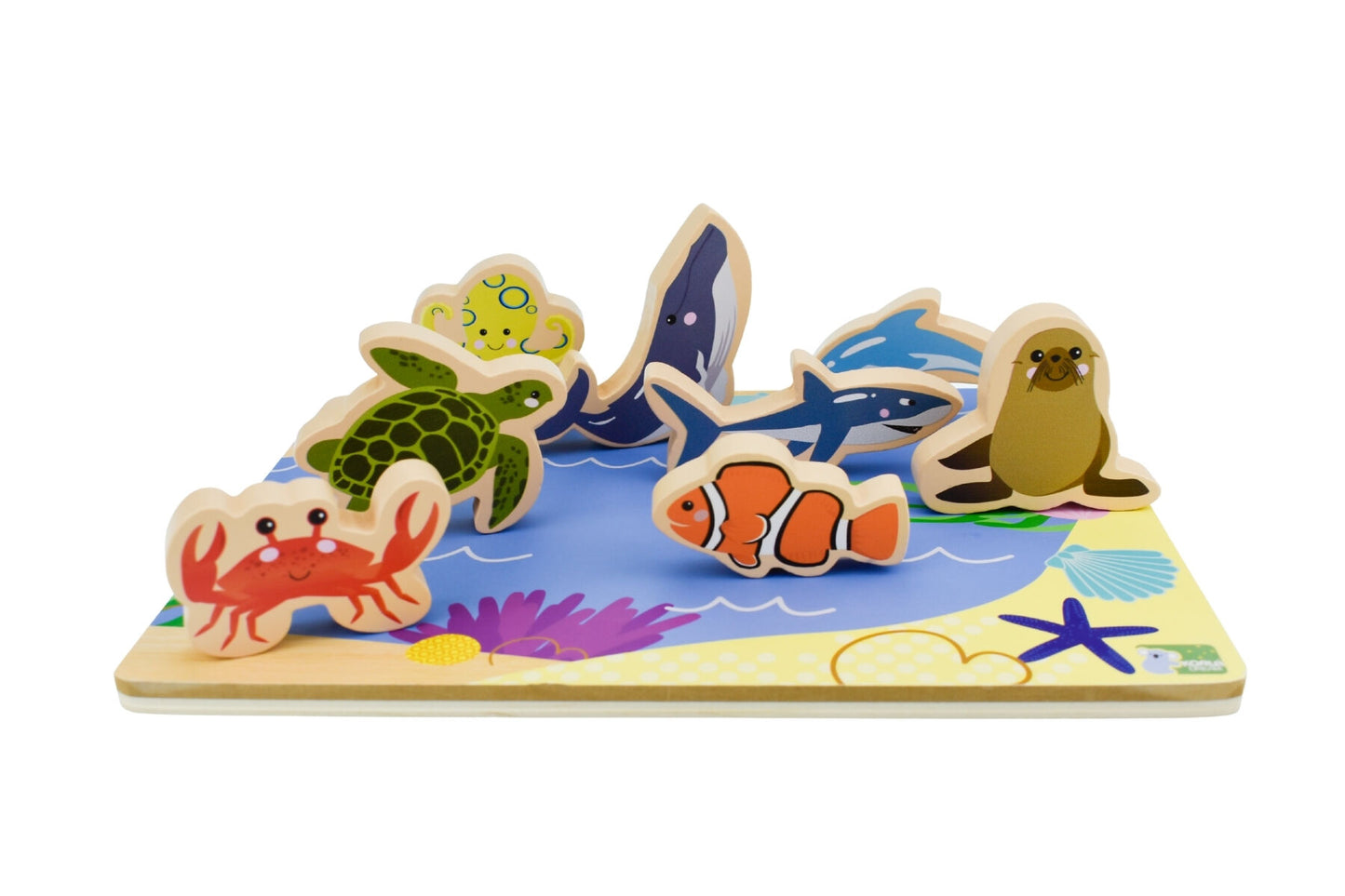 Wooden Chunky Sea Animal Puzzle 8 Pieces | Vibrant Colors