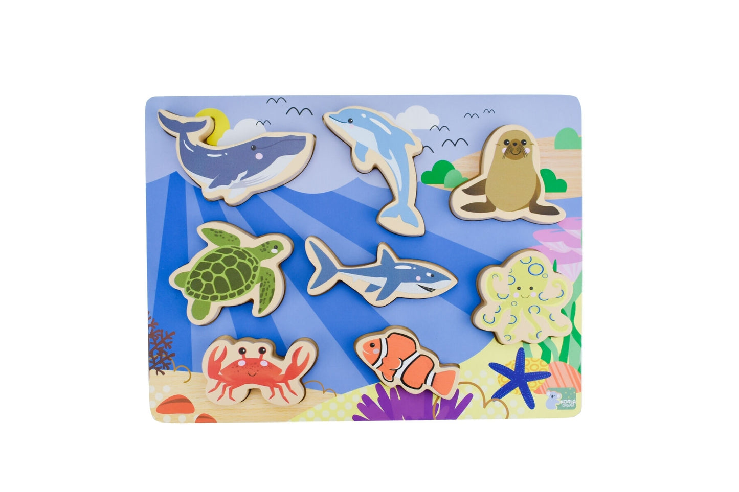 Wooden Chunky Sea Animal Puzzle 8 Pieces | Vibrant Colors