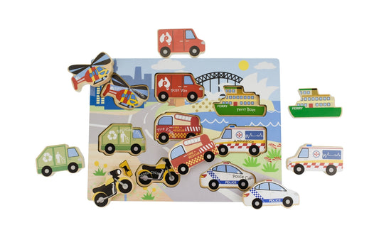 Wooden Chunky Aussie Transport Vehicle Puzzle