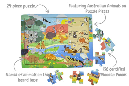 24 Pc Jigsaw Puzzle Aussie Animals And Their Names
