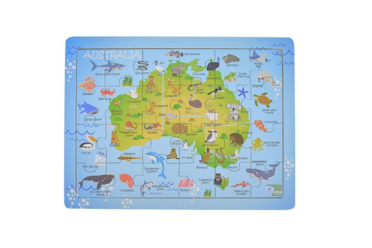 24 Pc Jigsaw Puzzle Australian Map Aussie Animal And Landmark