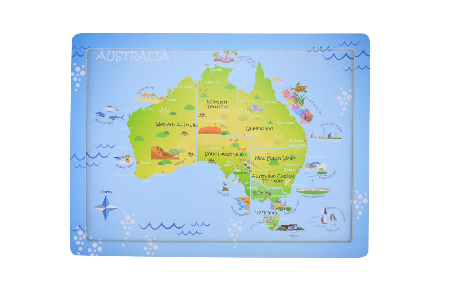 24 Pc Jigsaw Puzzle Australian Map Aussie Animal And Landmark